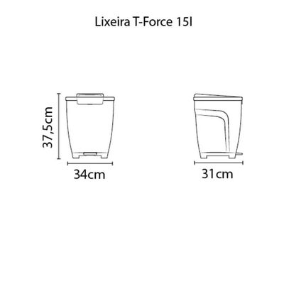 Lixeira Tramontina T-force Cinza 15 L
