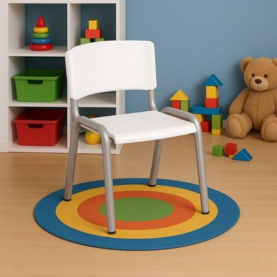 Kit 7 Cadeiras Infantil Iso, Escola, Base Cinza- Branco