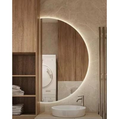 Espelho Meia Lua Moderno De Led Amarelo Blogueira 75x50 Com Bateria Amarelo