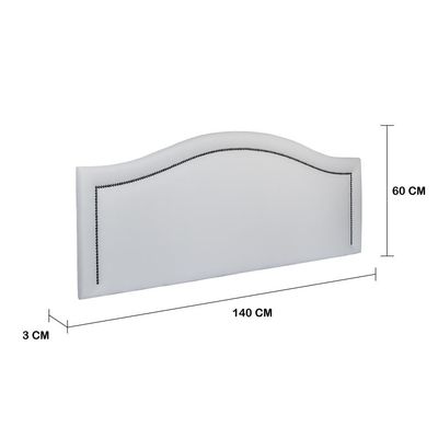 Cabeceira Casal Curva Luxo 140x60 Courino Branco - Tachas Fumê
