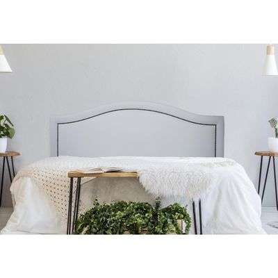 Cabeceira Casal Curva Luxo 140x60 Courino Branco - Tachas Fumê
