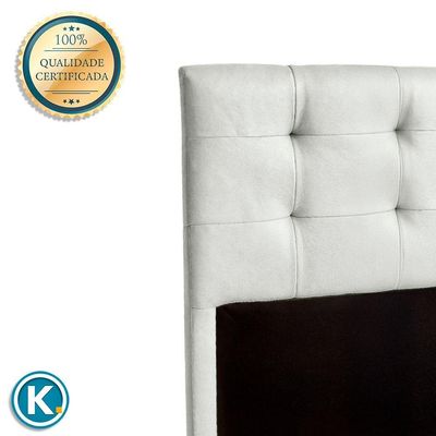 Cabeceira Estofada Solteiro Alice Nature Material Sintético Branco 88x136