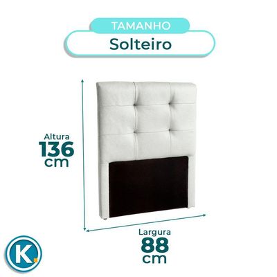 Cabeceira Estofada Solteiro Alice Nature Material Sintético Branco 88x136