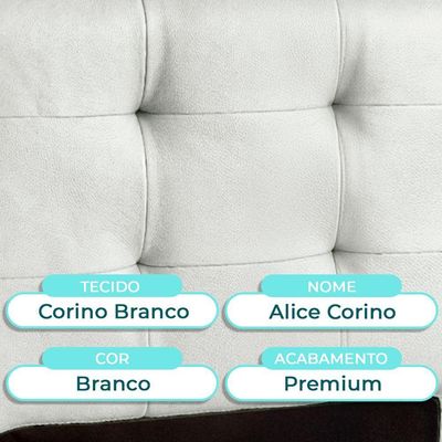 Cabeceira Estofada Solteiro Alice Nature Material Sintético Branco 88x136