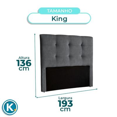 Cabeceira Estofada King Alice Nature Veludo Grafite 193x136