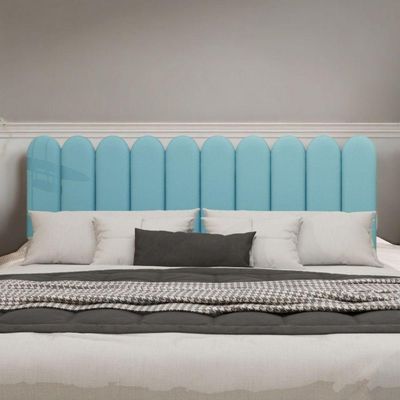 Cabeceira Design Nuvem 20x60cm King Size 10 Placas Em Suede Azul Bebe