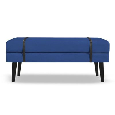 Banco Estofado Viena 1,20m Suede Azul Marinho - Inova Decorações