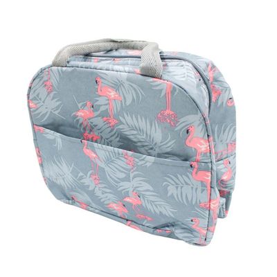 Bolsa Marmita Lancheira Termica Estampada Trabalho Faculdade Flamingos Cinza
