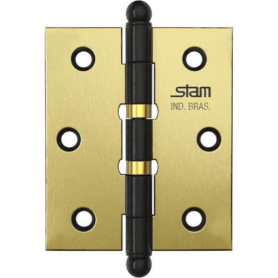 Dobradiça Pino E Bola 3" X 2.1-2" X 1,7mm Oxidado Com 2 Anéis E Canto Reto - 42049 - Stam