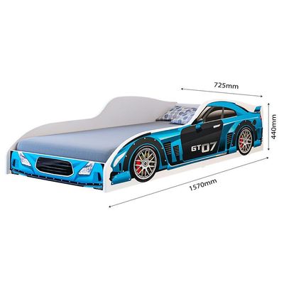 Cama Carro Gt Juvenil MDF Seguro Para Crianças Azul