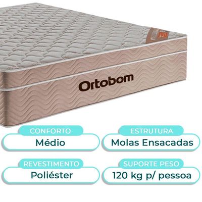 Conjunto Cama Box Bau Marrom Casal + Colchão Molas Ensacadas Airtech Ortobom + Cabeceira