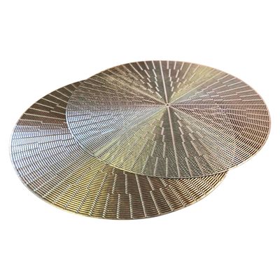 Jogo Americano 2 Peças Mesa Posta Mesa Redondo Linha Luxo Tamanho Grande Modelo Egípcio em PVC Prata