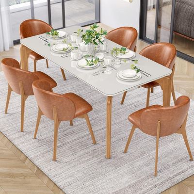 Kit 02 Cadeiras de Jantar e Estar Living Estofada Mia L02 Couríssimo Camel - Lyam Decor