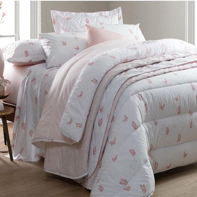 Jogo de Cama Duplo Queen 4 Peças Percal 180 Fios Borboleta Sonhare Prata