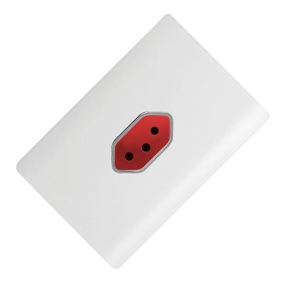 Tomada 2p+t Vertical De 20 Ampères Vermelha Da Linha Novara - 1200-46 - Dicompel