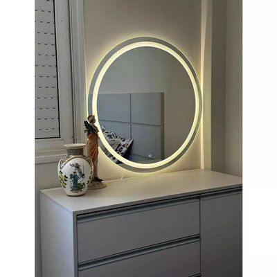 Espelho Brillare Redondo Jateado Com 3 Tons De LED e Botão Touch Screen Fonte Slim 90x90