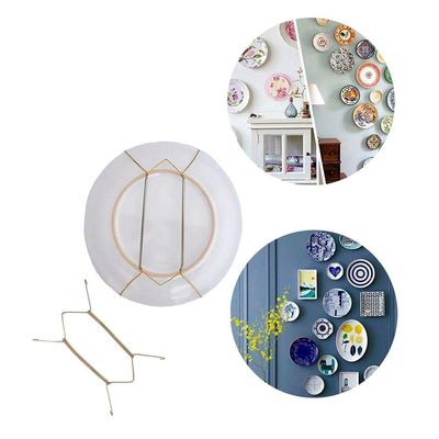 Suporte Gancho Mola Dourada Prato Decorativo Parede Pendurar Pires 11 A 15cm
