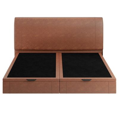 Cama King Baú Flutuante Com Cabeceira 195cm Spazio S04 Couríssimo Telha - Lyam Decor