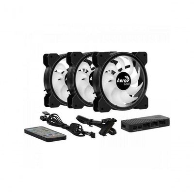 Kit 3 Coolers Aerocool Saturn 12 Pro Argb + Hub + Controle