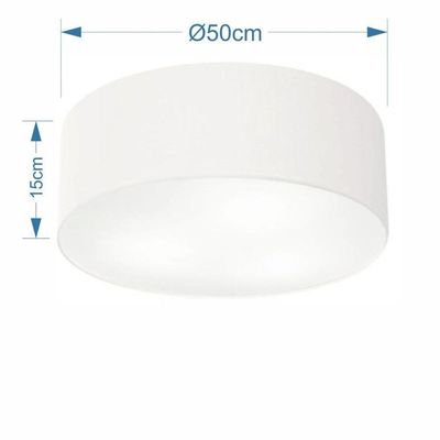 Plafon Cilíndrico Vivare Md-3014 Cúpula Em Tecido 50x15cm - Bivolt Branco 127/220v