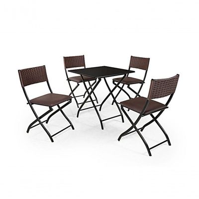 Jogo Mesa Preto Dobravel Com 4 Cadeiras Dobravel Castanho