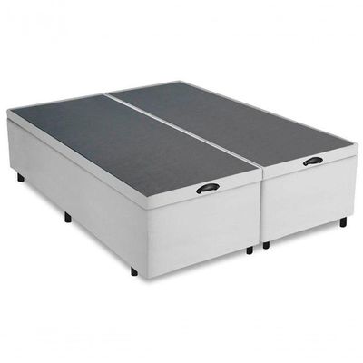 Cama Box Baú Casal Bipartida Branco Sintético 138x188