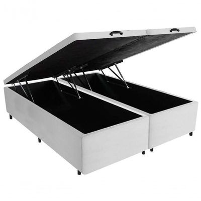 Cama Box Baú Casal Bipartida Branco Sintético 138x188