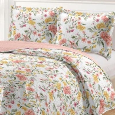 Kit Cobre Leito Colcha Daily King 3 Peças Dupla Face Estampado - Floral 49 - 100% Poliéster
