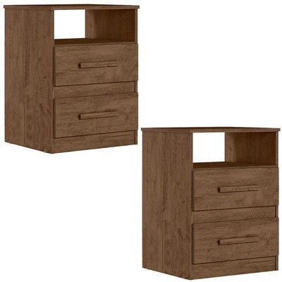 Kit 2 Mesas De Cabeceira Apolo 2 Gavetas 46 Cm Castanho Wood Flex Moval Castanho Wood Flex