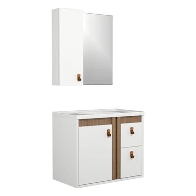 Gabinete Para Banheiro Olivia 60cm Suspenso Branco/jequitibá