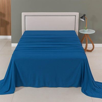 Lençol De Cima Avulso Minimal Liso Solteiro 01 Peça Malha 100% Algodão - Azul Marinho