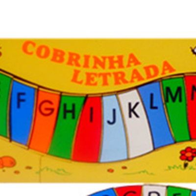 Cobrinha Letrada Quebra Cabeça em Madeira - Multicolorido - Dicá