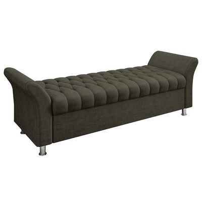 Recamier Puff Estofado Casal 140 Cm ágata Veludo Marrom