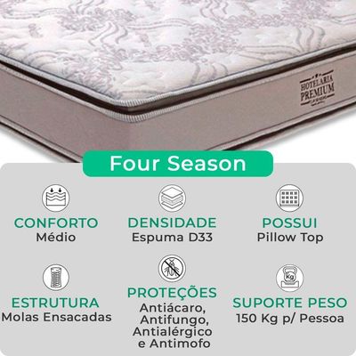 Cama Box Queen Cinza E Colchão Four Season Molas Vstore