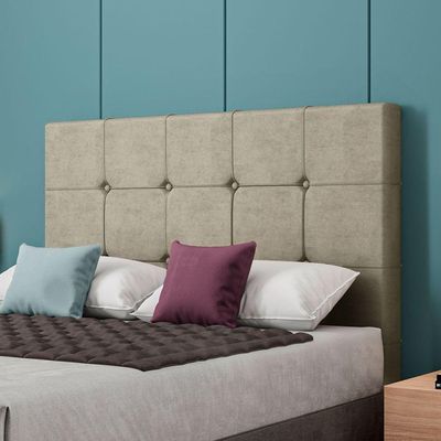 Cabeceira Estofada Casal 140 Cm Safira Veludo Bege