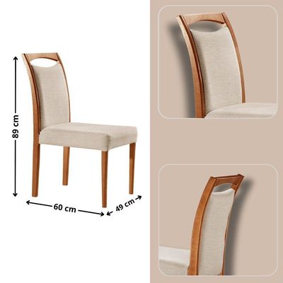 Mesa Noronha 180cm Tampo Laminado Barril Com 6 Cadeiras Livi Linho Off Imbuia Natural