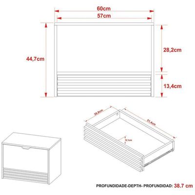 Kit Gabinete E Espelheira De Banheiro 60 Cm Sâmia Amêndoa/mármore Branco