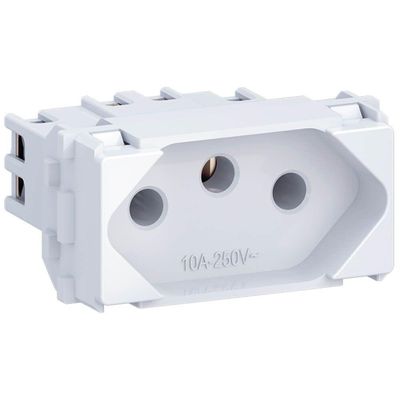 Tomada 2p+t Com 10 Ampères 250 Volts Branco - E011100110 - Wetzel