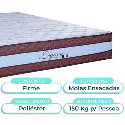 Kit Cabeceira + Cama Box Bau + Colchão Queen Molas Ensacadas Legaccy Paropas