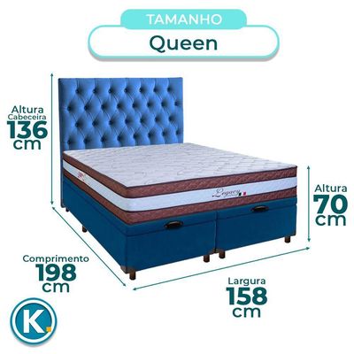 Kit Cabeceira + Cama Box Bau + Colchão Queen Molas Ensacadas Legaccy Paropas