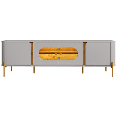 Rack Para Sala de Estar TV 75 Pol Orgânico Suy B02 Off White Naturalle - Lyam Decor