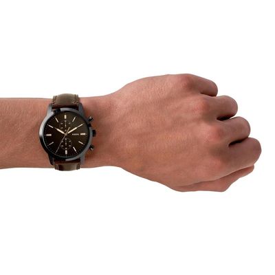 Relógio Fossil Masculino Ref: Fs5437/0mn Cronógrafo Black