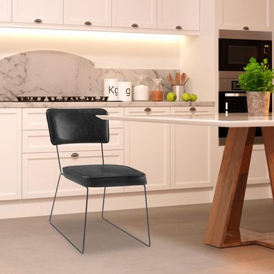 Kit 3 Cadeiras de Jantar Decorativa Base Aço Preto Luigi PU Preto - Gran Belo