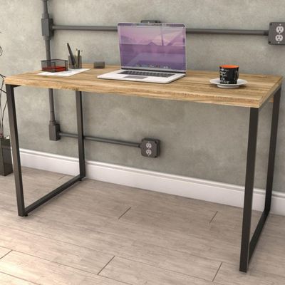 Mesa Para Escritório Home Office Estilo Industrial Form C01 120 cm Carvalho - Lyam Decor