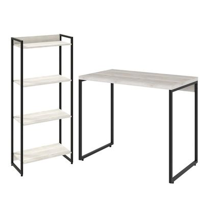 Kit Para Escritório Estante Areta 4 Prateleiras Mesa Industrial Aspen 90cm C01 Snow - Lyam Decor