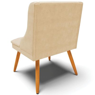 Cadeira Decorativa Sala de Jantar Pés Palito de Madeira Firenze Suede Bege/Natural G19 - Gran Belo