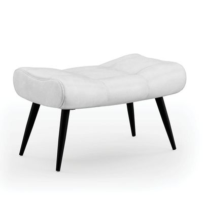 Puff Decorativo Sala de Estar Pés Palito Letty PU Branco G19 - Gran Belo