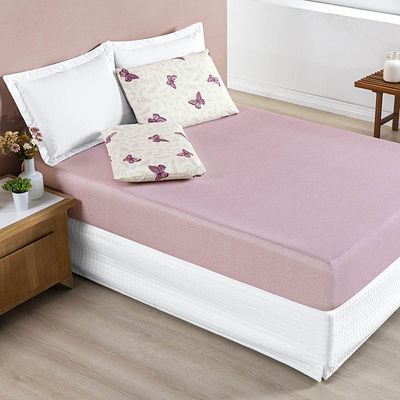 Jogo Cama Lençol Celi King Micropercal Estampado 200 Fios 3 Peças Borboletas Rosê