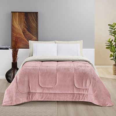 Edredom Coberdrom Insinuante King Sherpa Toque Lã Carneiro - Rosa - 100% Poliéster