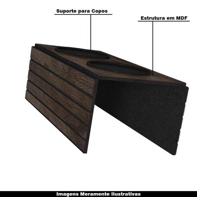 Kit 04 Esteiras Bandeja Com Suporte Para Copos Para Sofá MDF Tabaco - Gran Belo